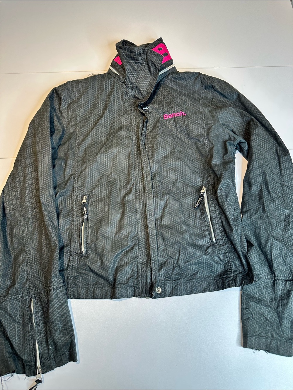 Bench Women's Dark Gray Ski Jacket with Pink Logo